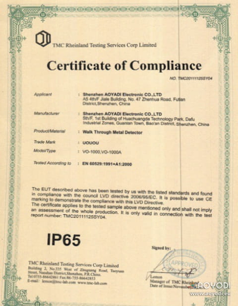 IP65-certification
